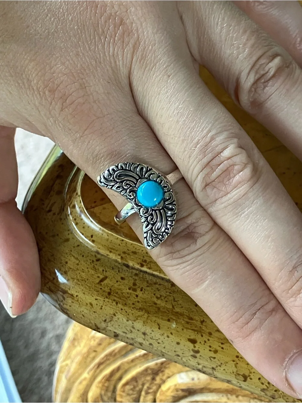 Sleeping Beauty Turquoise Sterling Silver Ring Size 11